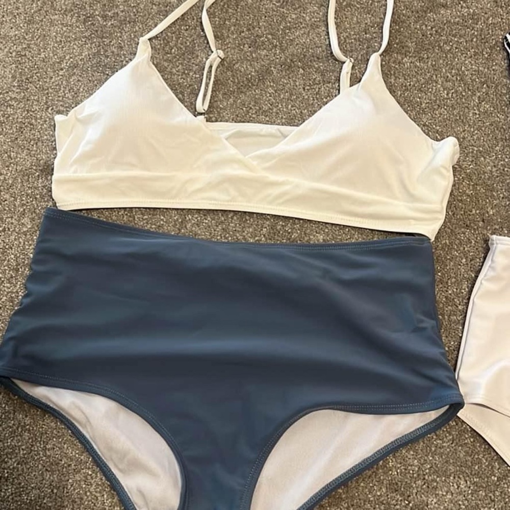 White and Blue Bikini Set